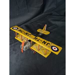 Tinplate Biplane Airplane Model Vintage Style Metal Plane Collectible Display
